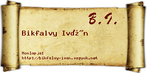 Bikfalvy Iván névjegykártya